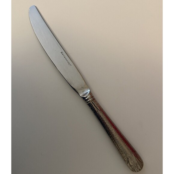 Retroneu Laurel Honeycomb Dinner Knives Set of 4 Stainless Flatware - Picture 3 of 6